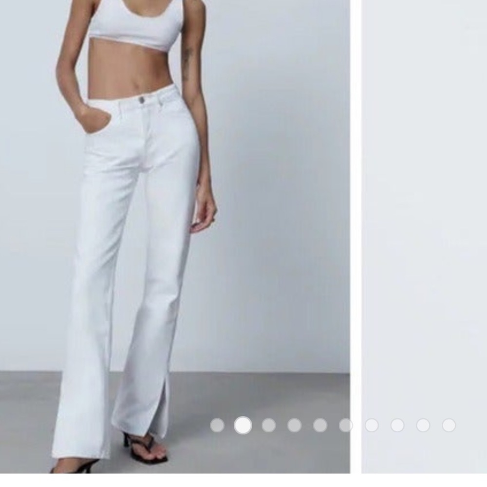 Zara White Jeans with Slit